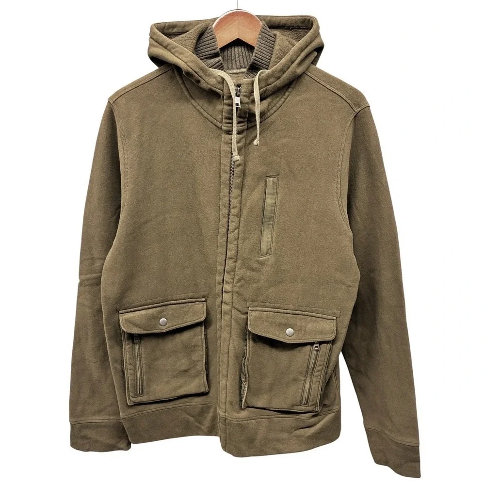 Banana Republic Full Zip Utility Hoodie Jacket Mens M Brown Gorpcore Fall